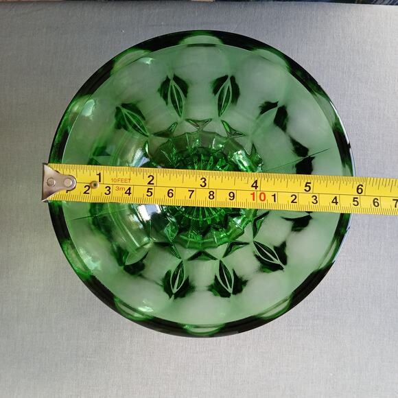 Anchor Hocking Emerald Green Glass Footed Bowl 4"x6" vintage MCM - Picture 8 of 8